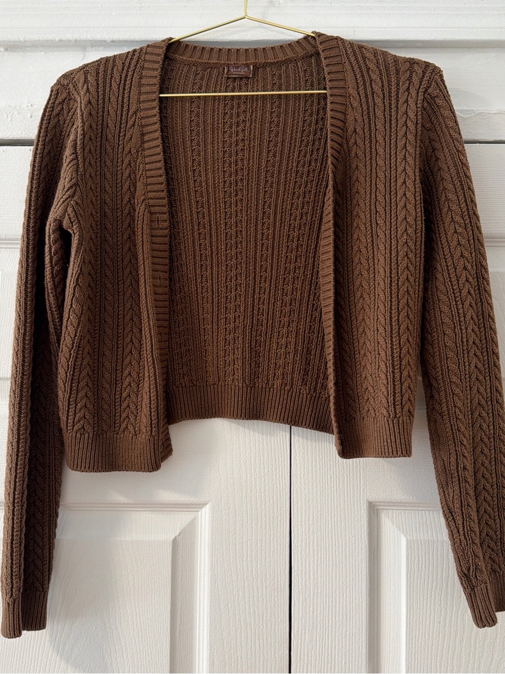 Brandy Melville Chocolate Brown Cable Knit Cardigan